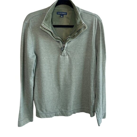 Banana Republic Green Button 1/4 Zip Henley Polo Sweater Size Medium - Picture 2 of 9